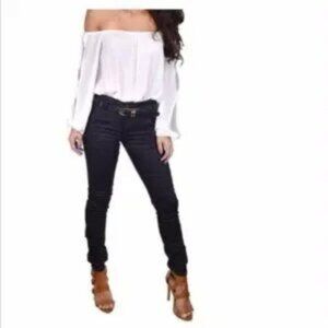 I&M high waist black 3 button pants skinny pencil fit size M